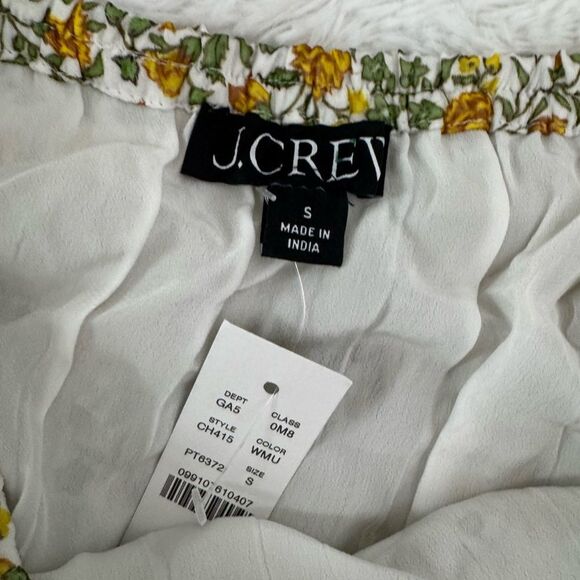J. Crew Ivory Knee Length Lined Floral Chiffon Slip Skirt Size S NWT - Picture 7 of 11